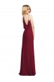 Burgundy Soft Chiffon V-Neck Long Sleeveless Formal Dress / Bridesmaid Dress Norwich