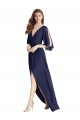 Tie Back Soft Chiffon V-Neck Long Sleeveless Semi Formal Evening Dress / Bridesmaid Dress Norwich