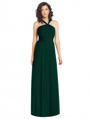 A-Line Soft Chiffon Halter Neck Long Sleeveless Bridesmaid Dress Norwich
