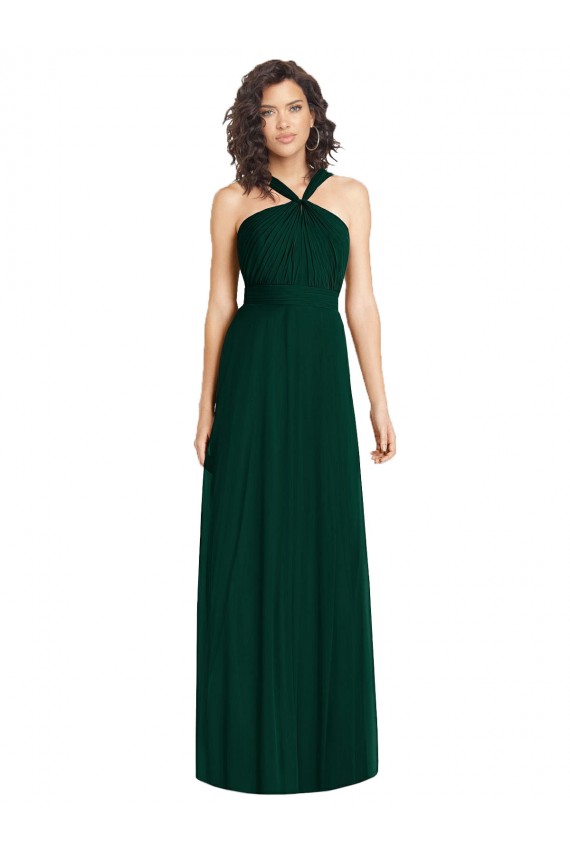 A-Line Soft Chiffon Halter Neck Long Sleeveless Bridesmaid Dress Norwich