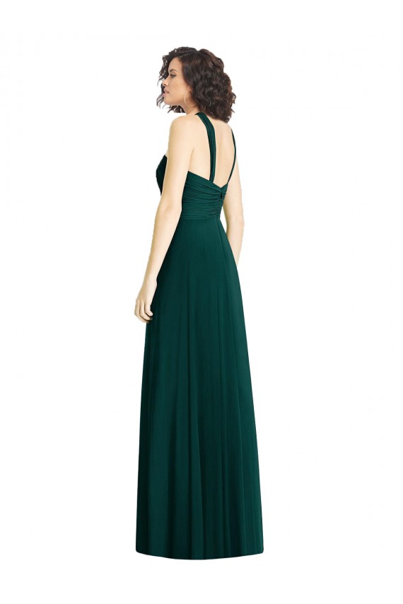 A-Line Soft Chiffon Halter Neck Long Sleeveless Bridesmaid Dress Norwich