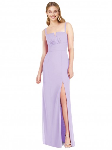 Lilac Soft Chiffon Spaghetti Straps Long Sleeveless Bridesmaid Dress Norwich
