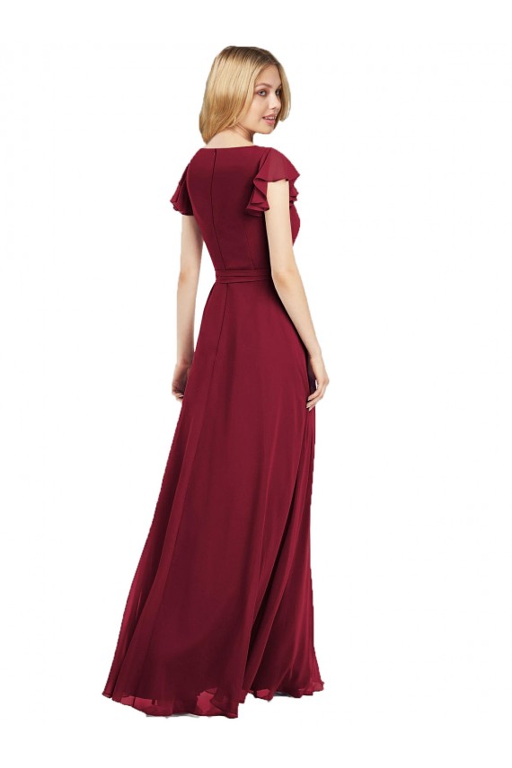 Lxue Chiffon V-Neck Long Flutter Sleeves Bridesmaid Dress Norwich