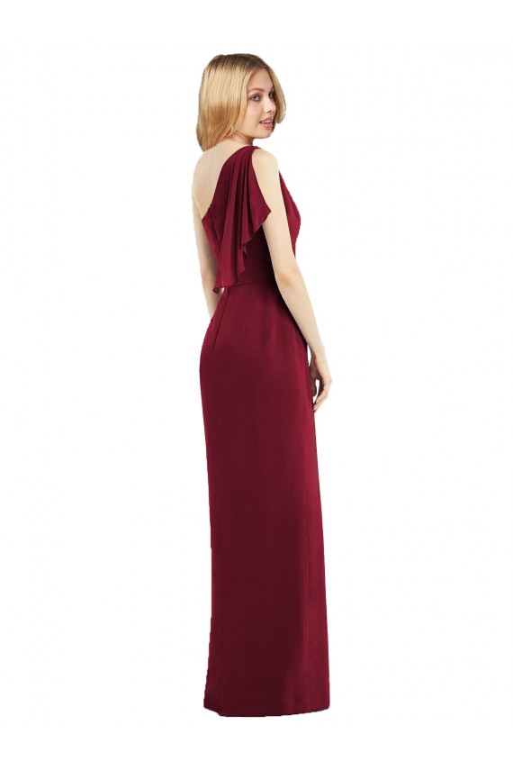 Olive Green Soft Chiffon One Shoulder Long Sleeveless Bridesmaid Dress Norwich