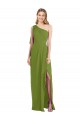 Olive Green Soft Chiffon One Shoulder Long Sleeveless Bridesmaid Dress Norwich