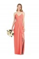 Coral Soft Chiffon Spaghetti Straps Long Sleeveless Formal Dress / Bridesmaid Dress Norwich