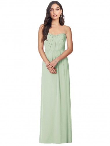 Sage Soft Chiffon Strapless Long Sleeveless Bridesmaid Dress Norwich