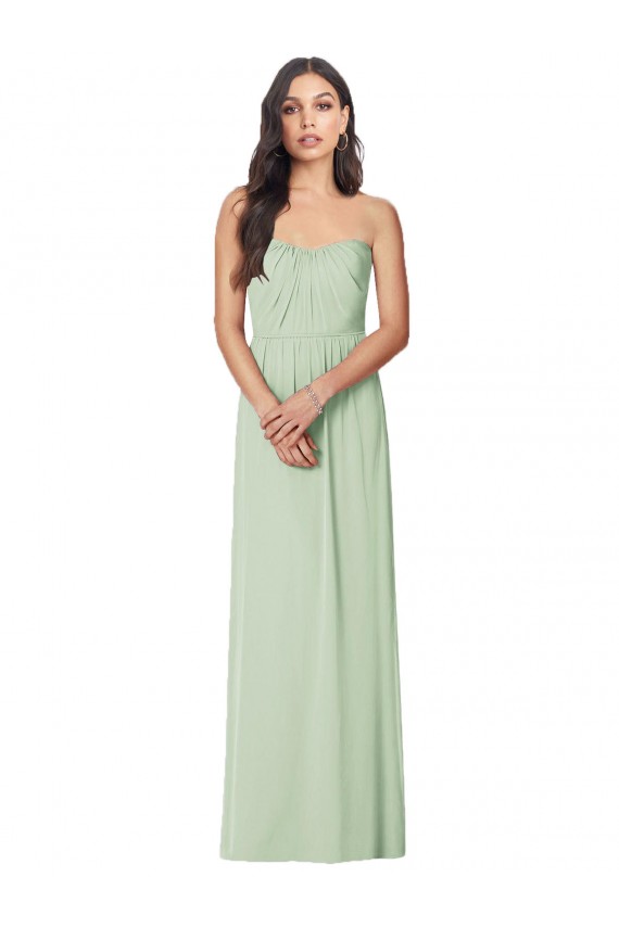Sage Soft Chiffon Strapless Long Sleeveless Bridesmaid Dress Norwich