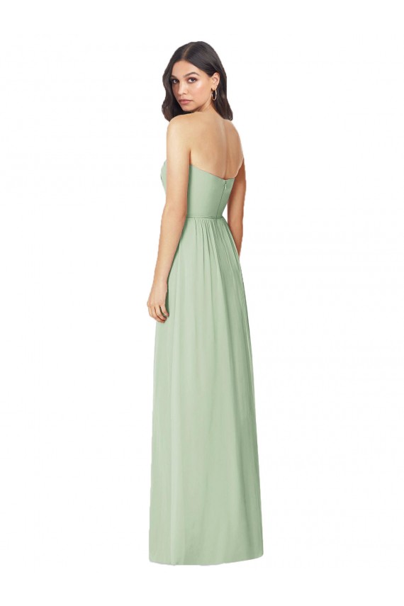 Sage Soft Chiffon Strapless Long Sleeveless Bridesmaid Dress Norwich