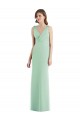 Open Back Mint Green Chiffon V-Neck Long Sleeveless Bridesmaid Dress / Evening Dress Norwich