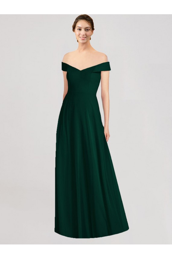 Ever Green Soft Chiffon Off the Shoulder Long Sleeveless Formal Dress / Bridesmaid Dress Norwich