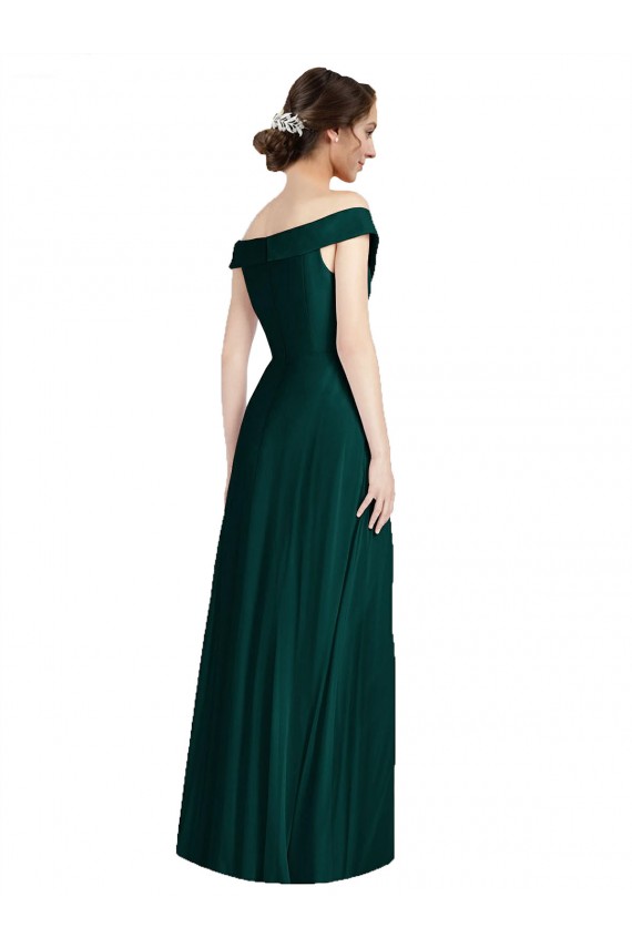 Ever Green Soft Chiffon Off the Shoulder Long Sleeveless Formal Dress / Bridesmaid Dress Norwich
