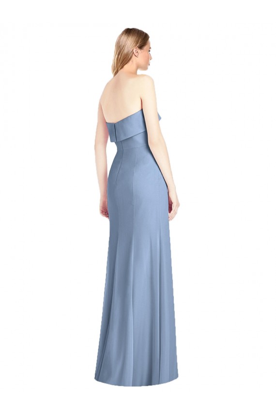 Dusty Blue Soft Chiffon Strapless Long Sleeveless Bridesmaid Dress Norwich
