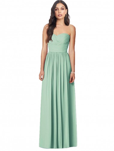 Mint Green Soft Chiffon Sweetheart Long Sleeveless Bridesmaid Dress Norwich