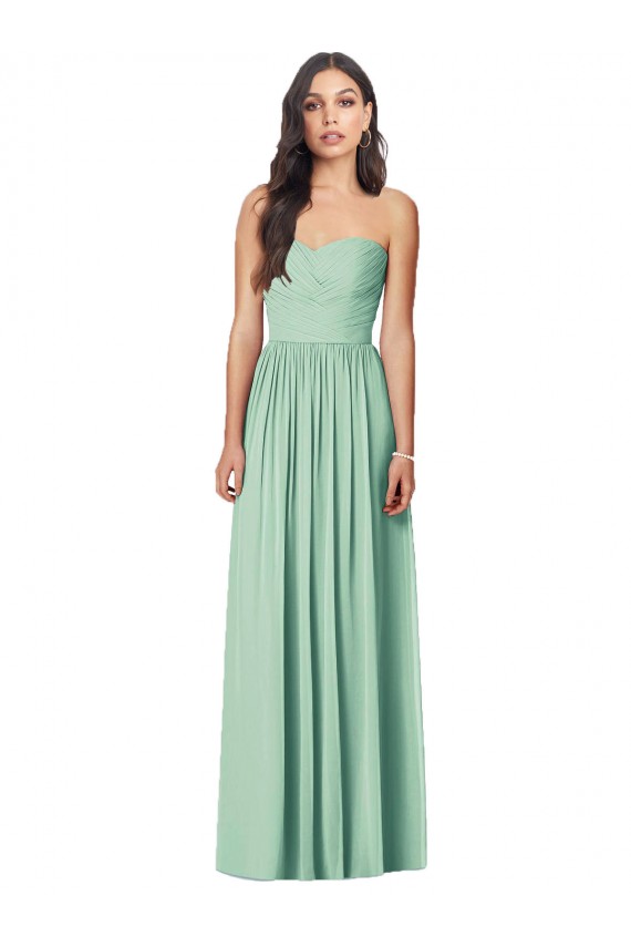 Mint Green Soft Chiffon Sweetheart Long Sleeveless Bridesmaid Dress Norwich
