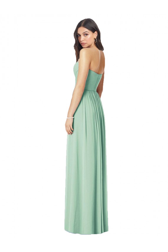 Mint Green Soft Chiffon Sweetheart Long Sleeveless Bridesmaid Dress Norwich