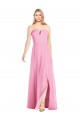 Hot Pink Soft Chiffon V-Neck Long Sleeveless Semi Formal Evening Dress / Bridesmaid Dress Norwich