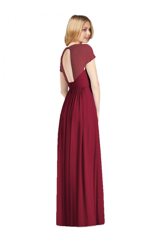 Open Back Soft Chiffon V-Neck Long Cap Sleeves Bridesmaid Dress Norwich