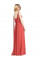 Low Back Firecracker Soft Chiffon V-Neck Long Sleeveless Bridesmaid Dress Norwich