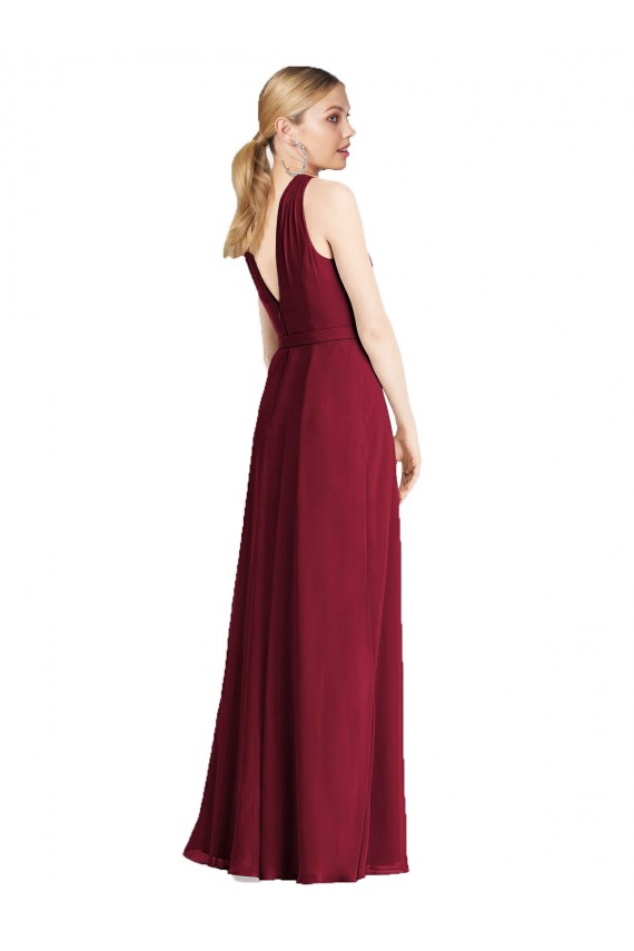 V-Back Royal Blue Soft Chiffon Halter Neck Long Sleeveless Bridesmaid Dress Norwich