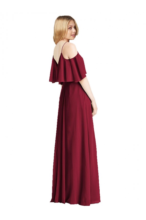 Chiffon Spaghetti Straps Long Cold Shoulder Bridesmaid Dress Norwich