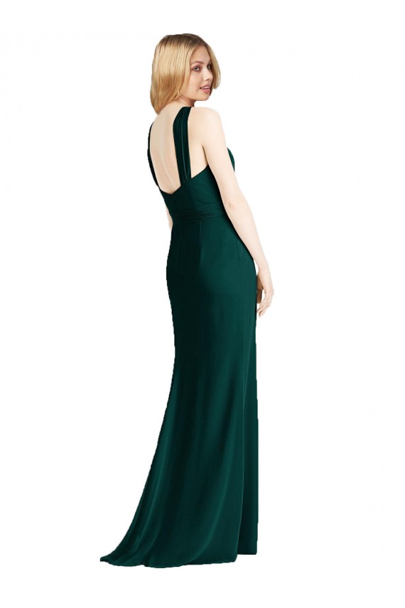 Ever Green Soft Chiffon Halter Neck Long Sleeveless Bridesmaid Dress Norwich