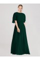 Tie Back Soft Chiffon Round Neck Long Flutter Sleeves Bridesmaid Dress Norwich