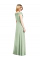 Sage Soft Chiffon Off the Shoulder Long Sleeveless Bridesmaid Dress Norwich