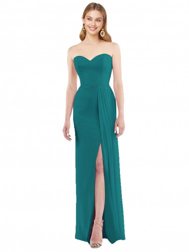 Hunter Soft Chiffon Sweetheart Long Sleeveless Bridesmaid Dress Norwich