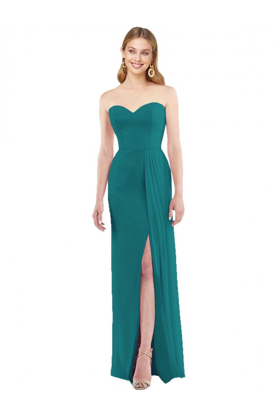 Hunter Soft Chiffon Sweetheart Long Sleeveless Bridesmaid Dress Norwich