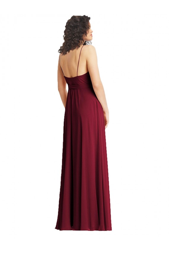 Smoke Green Soft Chiffon Spaghetti Straps Long Sleeveless Formal Evening Gown / Bridesmaid Dress Norwich
