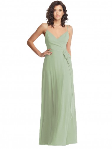 Smoke Green Soft Chiffon Spaghetti Straps Long Sleeveless Formal Evening Gown / Bridesmaid Dress Norwich