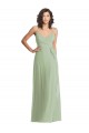 Smoke Green Soft Chiffon Spaghetti Straps Long Sleeveless Formal Evening Gown / Bridesmaid Dress Norwich