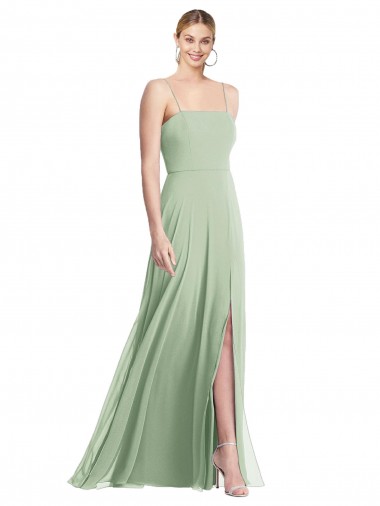 Low Back Soft Chiffon Spaghetti Straps Long Sleeveless Formal Evening Gown / Bridesmaid Dress Norwich