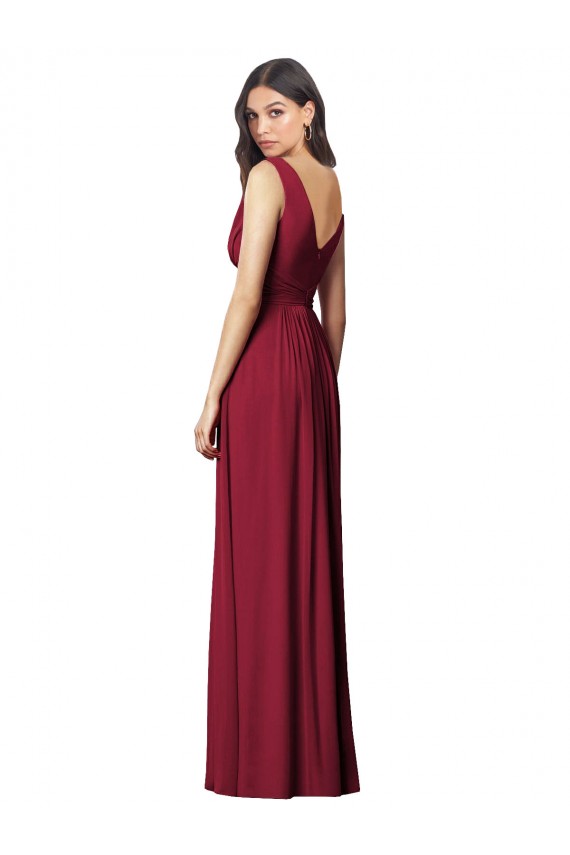 V-Back Royal Blue Soft Chiffon V-Neck Long Sleeveless Semi Formal Evening Dress / Bridesmaid Dress Norwich