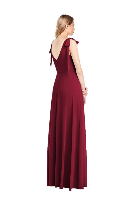 V-Back Trumpet Soft Chiffon V-Neck Long Sleeveless Bridesmaid Dress Norwich