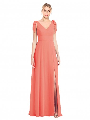 V-Back Trumpet Soft Chiffon V-Neck Long Sleeveless Bridesmaid Dress Norwich