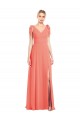 V-Back Trumpet Soft Chiffon V-Neck Long Sleeveless Bridesmaid Dress Norwich