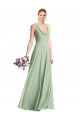 Open Back Sage Chiffon Spaghetti Straps Long Sleeveless Bridesmaid Dress / Evening Dress Norwich