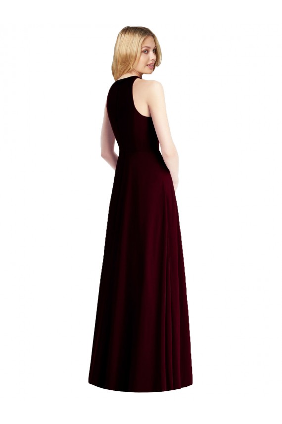 Light Sky Blue Soft Chiffon Halter Neck Long Sleeveless Semi Formal Evening Dress / Bridesmaid Dress Norwich