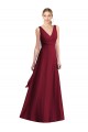 V-Back Burgundy Chiffon V-Neck Long Floor Length Sleeveless Bridesmaid Dress Norwich