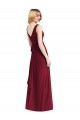 V-Back Burgundy Chiffon V-Neck Long Floor Length Sleeveless Bridesmaid Dress Norwich