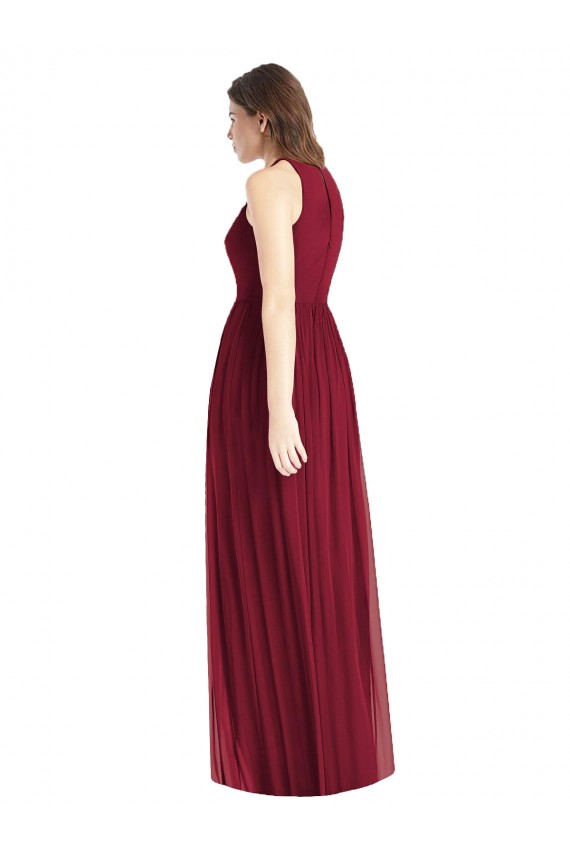 Lilac Soft Chiffon Halter Neck Long Sleeveless Bridesmaid Dress Norwich