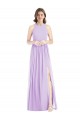 Lilac Soft Chiffon Halter Neck Long Sleeveless Bridesmaid Dress Norwich