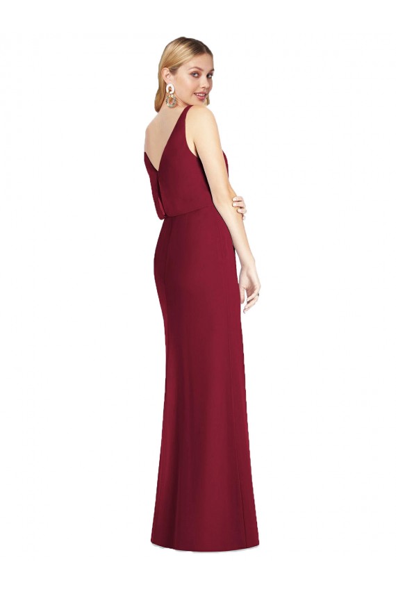 V-Back Dusty Pink Soft Chiffon V-Neck Long Sleeveless Bridesmaid Dress Norwich
