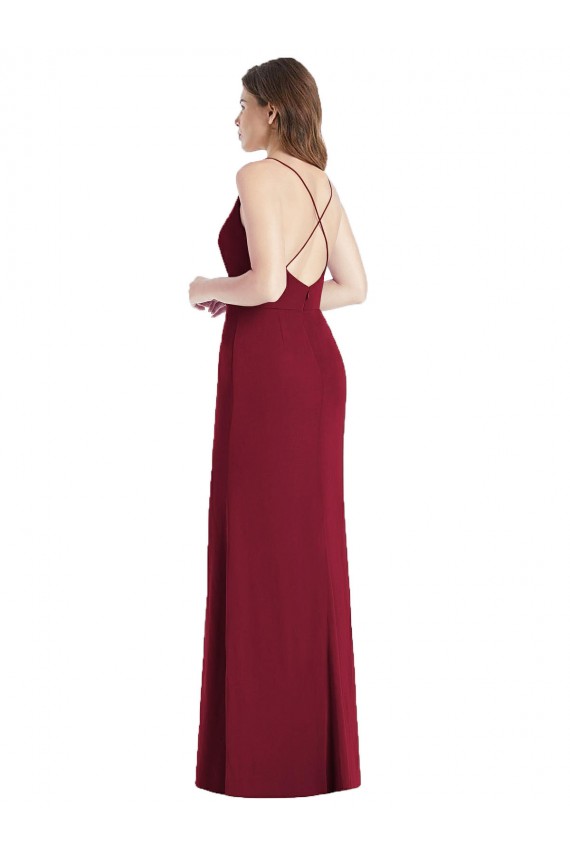 Open Back Hunter Soft Chiffon Spaghetti Straps Long Sleeveless Bridesmaid Dress Norwich