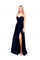 Dark Navy Soft Chiffon Spaghetti Straps Long Sleeveless Formal Evening Gown / Bridesmaid Dress Norwich
