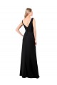 V-Back Black Soft Chiffon V-Neck Long Sleeveless Prom Dress / Bridesmaid Dress Norwich