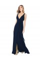 Dark Navy Chiffon V-Neck Long Sleeveless Bridesmaid Dress / Evening Dress Norwich