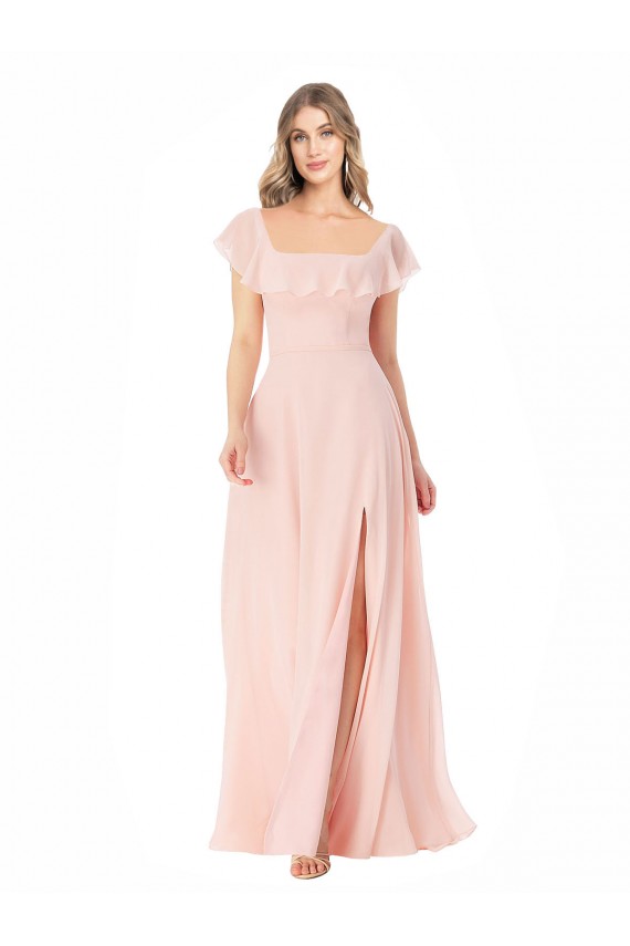 Soft Chiffon Square Neck Long Cap Sleeves Formal Dress / Bridesmaid Dress Norwich